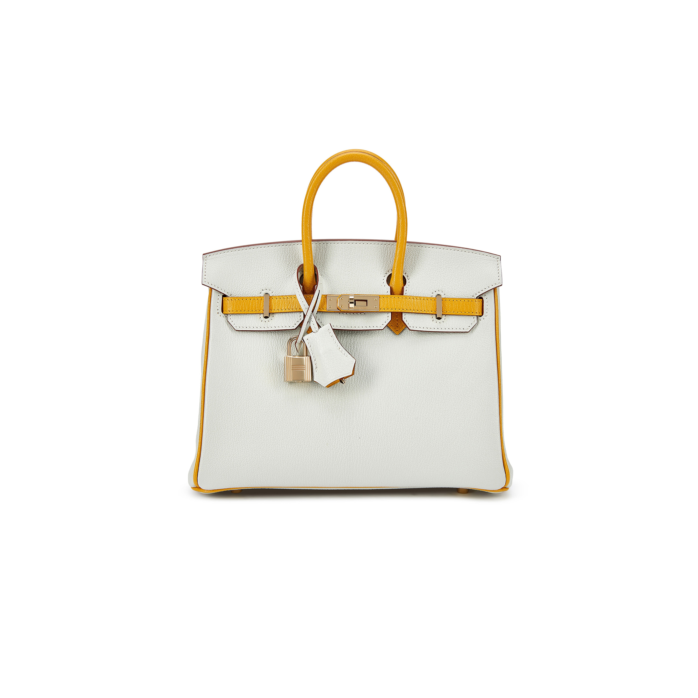 H**mes master birkin 25 pearl gray chicken yellow bk251037tgcz (25*20*13cm)